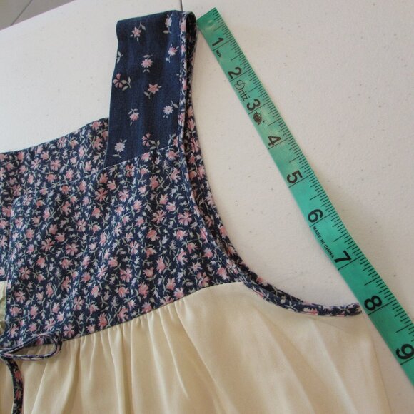 Vintage Sears JR Bazaar White Sheer Nylon/Blue Floral Trim Maxi Nightgown - Picture 13 of 15